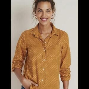 OLD NAVY Sz XXL Mustard Dot The Classic Shirt NWT $30 Button Down